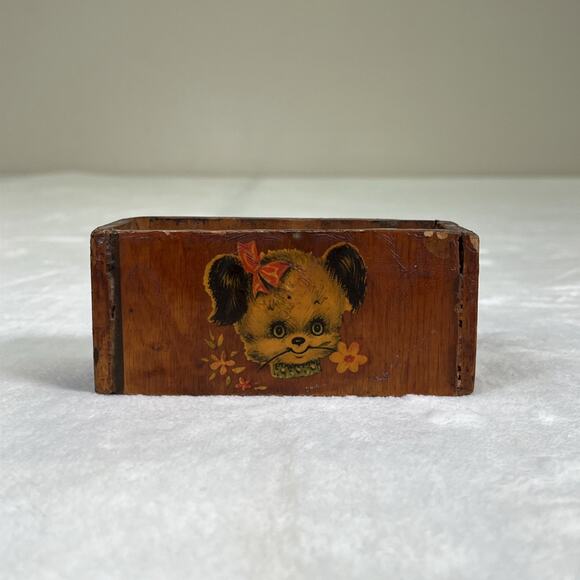 Vintage Wood Coaster Set Primitive Childrens Animals Appliques 6 Coasters & Box - Picture 2 of 13